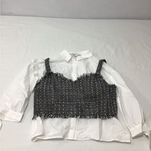 Mare Mare X Anthropologie White Layered Vest And Button Down Shirt New Size XL - Picture 13 of 14